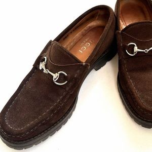 Gucci Brown Suede Horsebit Loafers